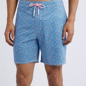 JOHNNIE-O RED FIN BLUE FIN SCHOOL OF FISH SWIM TRUNKS
